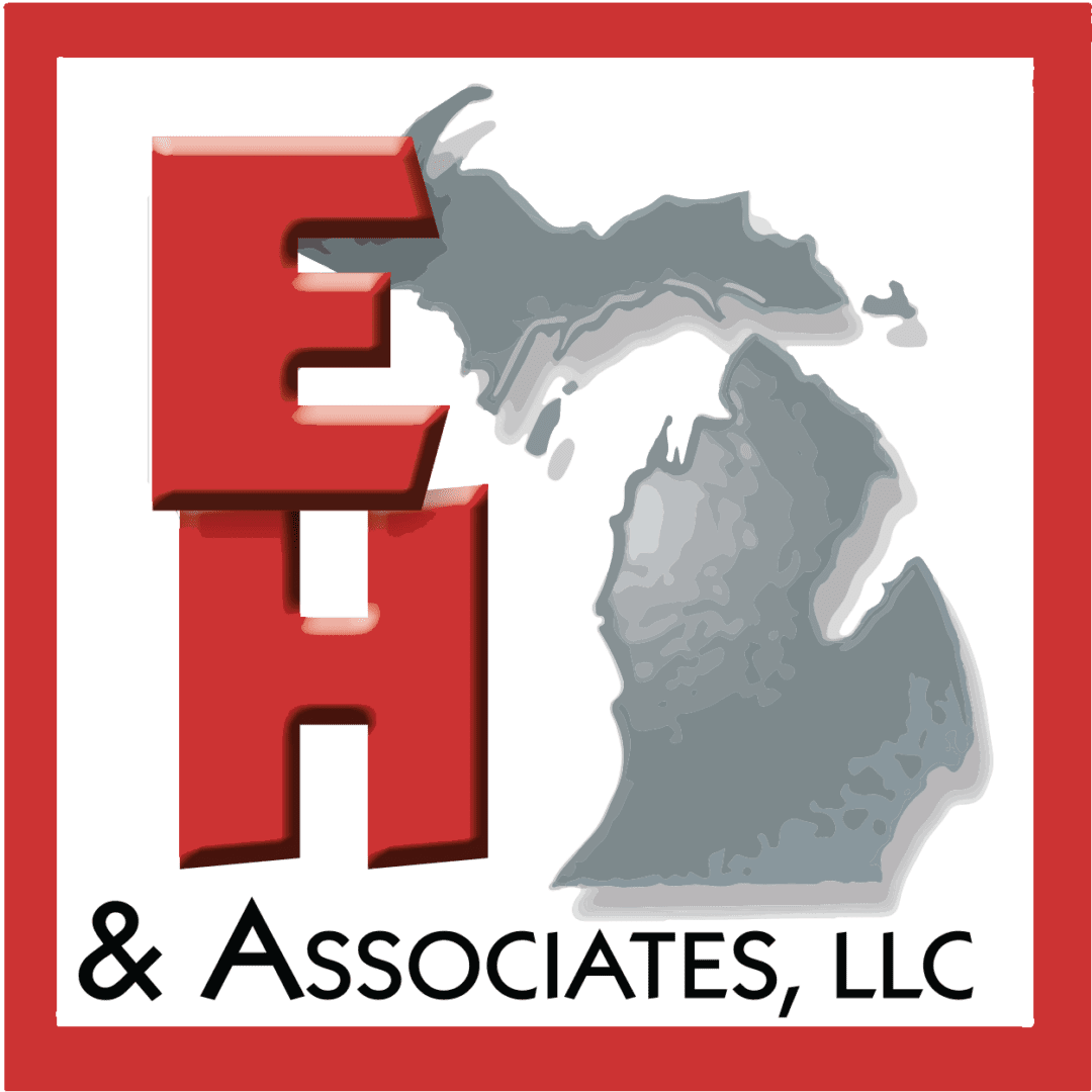 Red and gray EH logo with state of Michigan.